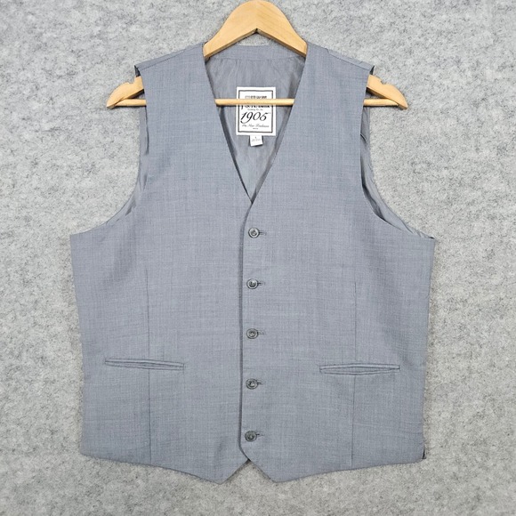 Jos A Bank 1905 Men's Gray Waistcoat Vest Size L 42R 100%‎ Wool Formal Wedding - Picture 1 of 7
